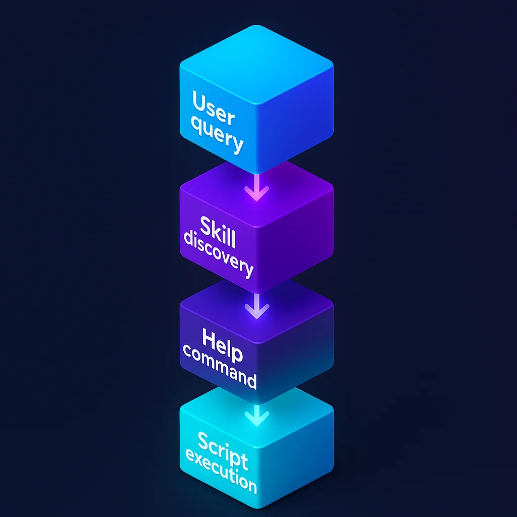 Progressive disclosure workflow showing how Skills load only what's needed, when it's needed